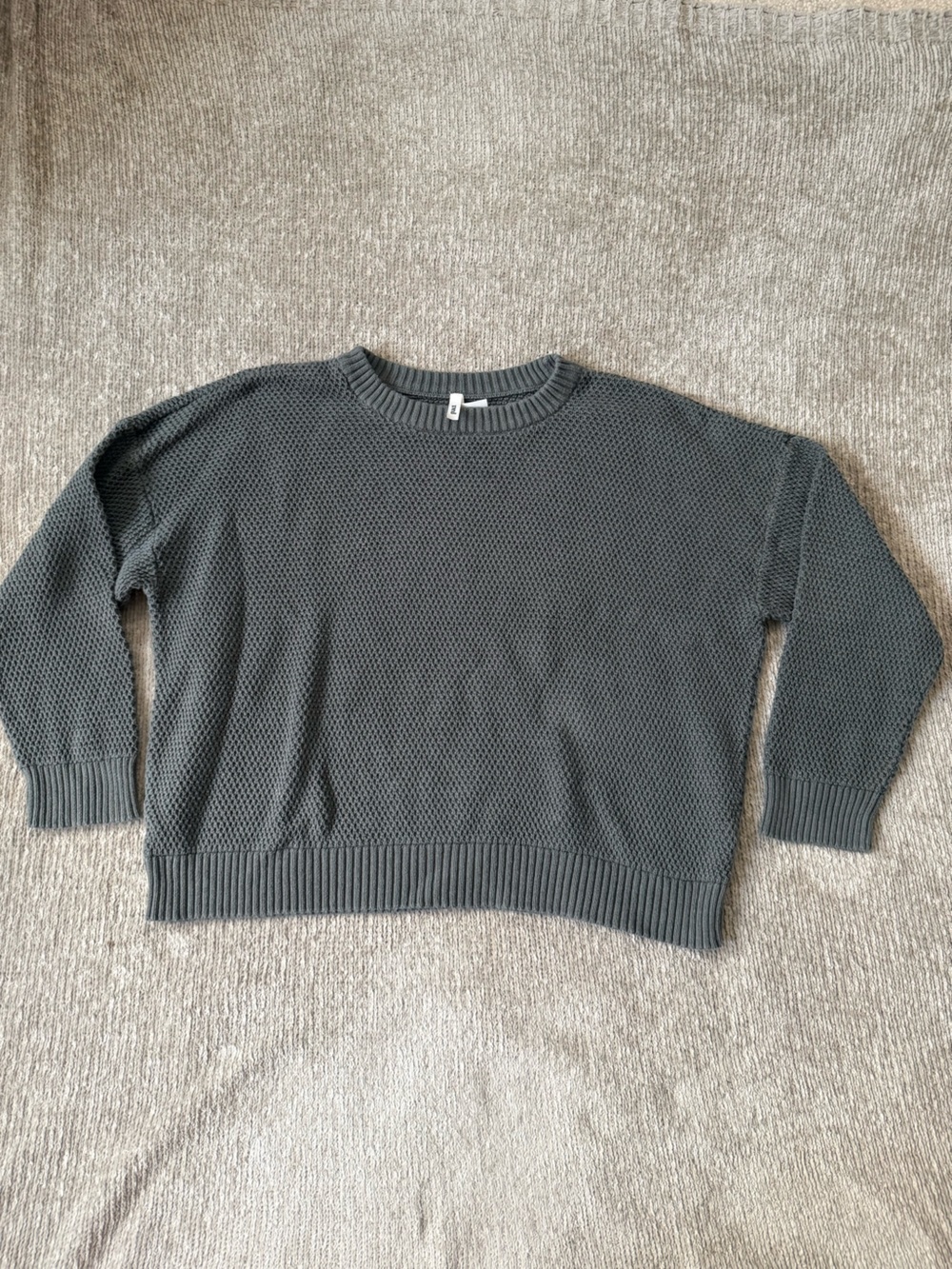 Pact Women’s XL Gray Organic Cotton Textured Knit Crewneck Sweater